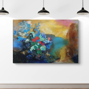 Odilon Redon Ophelia Among The Flowers Painting Print on Canvas, Ophelia Painting, Odilon Redon Print, Canvas Wall Art