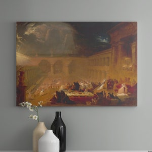 John Martin Belshazzar Feast Canvas/Poster Art Reproduction, Antique Religious Art Print, John Martin Painting Print on Canvas