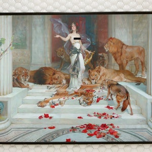 Wright Barker Circe Leinwand/Poster Art Reproduktion, Löwen Kunstdruck, Vintage Tier Wandkunst gerahmt