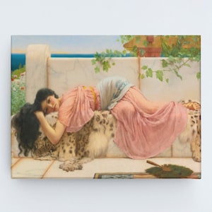 John William Godward When The Heart Is Young Canvas Wall Art, Vintage Art Prints Framed, Neoclassicism Painting, Victorian Portrait