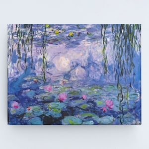 Claude Monet Water Lilies Nympheas Canvas/Poster Art Reproduction, Flower Wall Art, Impressionist Painting Print