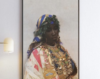 Reproducción de arte mural en lienzo o póster Una belleza tangerina de José Tapiro, impresión de pintura orientalista