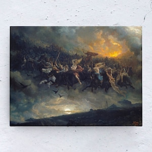 Peter Nicolai Arbo The Wild Hunt of Odin Canvas Wall Art, Mythology Art Print, Scandinavian Poster