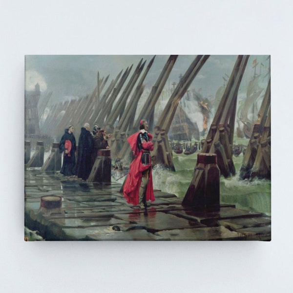 Cardinal Richelieu on the Sea Wall of La Rochelle at the Time of the Siege Canvas/Poster Wall Art