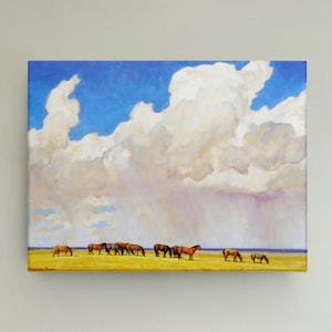 Maynard Dixon Prairie douche canvas/poster kunst reproductie, westerse kunst print, zuidwestelijke muur kunst, impressionistische schilderkunst, Cloudscape