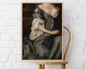 Stimmungsvoller Viktorianischer Portraitdruck: Dark Academia Wandkunst