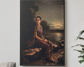 Raja Ravi Varma Radha in the Moonlight Wall Art Print