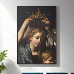 Virgin Mary The Crown by Bartolomeo Cavarozzi Canvas/Poster Wall Art Reproduction