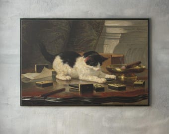 Kitten Game Canvas Print: Henriette Ronner Knip Cat Art Reproduction