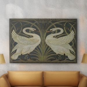 Walter Crane Swan Canvas Wall Art Reproduction, Art Nouveau Poster, Vintage Bird Painting Print