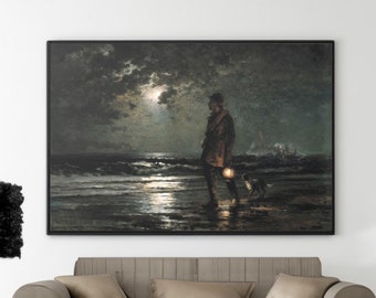 Edward Moran Life Saving Patrol Canvas/Poster Wall Art Reproduction, American Maritime Painting Print