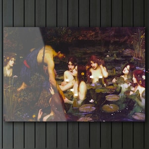 John William Waterhouse Hylas and the Nymphs Canvas/Poster Art Reproduction, Romanticism Art Print, Mythology Wall Art, Waterhouse Print