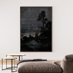 Now Was the Day Departing by Gustave Dore Canvas/Poster Art Reproduction, Illustration Art Print, Black and White Art, Inferno Canto 2