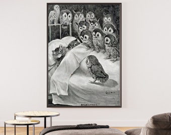 Louis Wain Cats Nightmare Canvas/Poster Wall Art, vintage Animal Illustration, Cat Art Print Encadré, Owl Art for Wall, Museum Poster