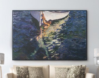 帆の修繕 - ホアキン・ソローリャ・イ・バスティーダの手描きの油絵