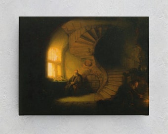 Rembrandt The Philosopher in Meditation Canvas/Poster Art Reproduction, Famous Art Print Framed, Rembrandt Canvas, Philosopher Wall Art