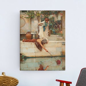 John William Waterhouse The Rescue (1890) Canvas/Poster Art Reproduction, Romanticism Art Print, Mythology Wall Art, Waterhouse Print