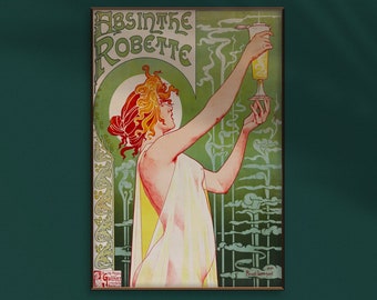 Absinthe Robette Art Nouveau Poster, Vintage Wall Art