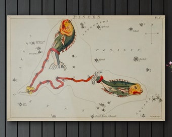 Vintage Pisces Zodiac Sign Art Print: Astrological Wall Decor