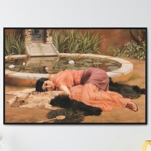 John William Godward Dolce Far Niente Canvas Wall Art, Vintage Art Prints Framed, Neoclassicism Painting, Victorian Portrait