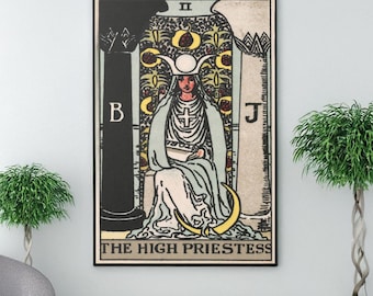 The High Priestess Tarot Card Canvas/Poster Wall Art Reproduction, Mystic Painting Print