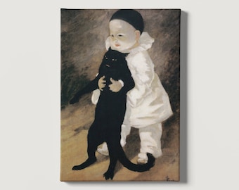 Pierrot and the Cat by Theophile Steinlen Canvas/Poster Wall Art Reproduction