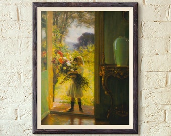 Vintage French Art Print: Little Girl in Garden, Jules-Alexis Muenier