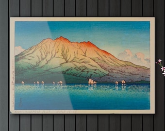 Impresión Hasui Kawase Sakurajima: Arte paisajístico japonés Shin Hanga