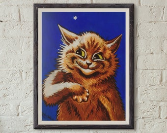 Impression d'art chat Louis Wain : illustration d'animal lunatique vintage