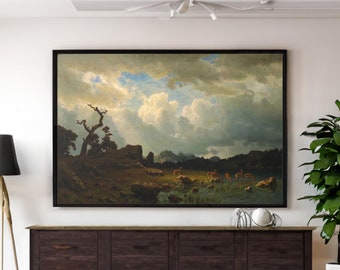 アルバート・ビアスタット作 ロッキー山脈の風景 1870年 美術館品質