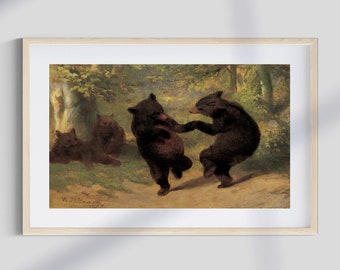 Dancing Bears By William Holbrook Beard Canvas Wall Art Animal Print Museum Poster Gift for Home