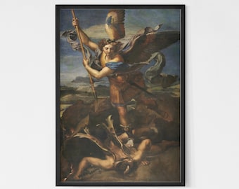 St. Michael Vanquishing Satan Canvas Art: Raphael Renaissance Print
