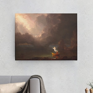 Thomas Cole The Voyage of Life: Manhood Canvas/Poster Art Reproduction, Landscape Wall Art, Romanticism Painting Print