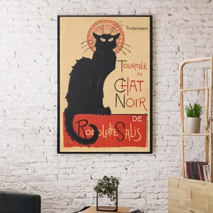 Tournee du Chat Noir by Theophile Alexandre Steinlen Canvas/Poster Wall Art, Art Nouveau Print, Black Cat Art, French Vintage Illustration