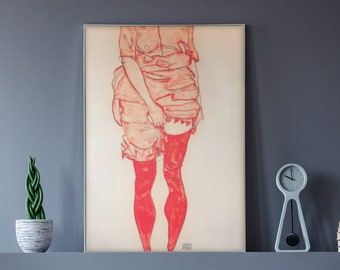 Egon Schiele 'Standing Woman in Red' Expressionism Art Print