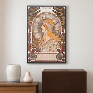 Alphonse Maria Mucha Zodiac (La Plume) Canvas/Poster Art Reproduction, Art Nouveau Poster, Zodiac Wall Art, Vintage Wall Art Framed
