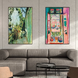 Matisse Wall Art Set of 2, Abstract Art Canvas Set, Art Print Set Framed, Henri Matisse The Terrace, Open Window Decal, Home Decor and Gifts