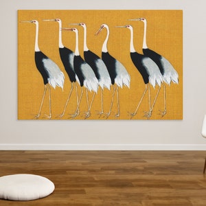 Japanese Crane Art Canvas Print, Ogata Korin Reproduction, Vintage Bird Wall Art