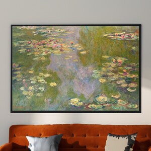 Claude Monet Water Lilies Canvas/Poster Wall Art Reproduction, Impressionism Painting Print Framed