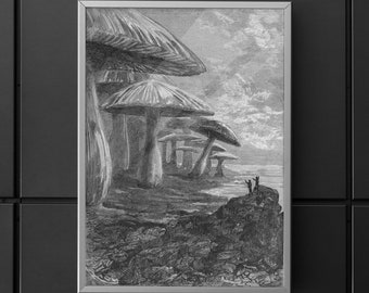 Jules Verne 'Journey to the Center of the Earth' Canvas Print: Édouard Riou Etching Art