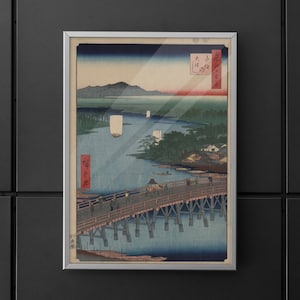 Hiroshige Ukiyo-e konsttryck, Senju Bridge Canvas/affisch