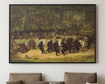 The Bear Dance by William Holbrook Beard Canvas/Poster Wall Art Reproduction, Animal Painting Print