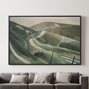 Chalk Paths by Eric Ravilious Canvas/Poster Wall Art Reproduction, British Landscape Painting Print Framed