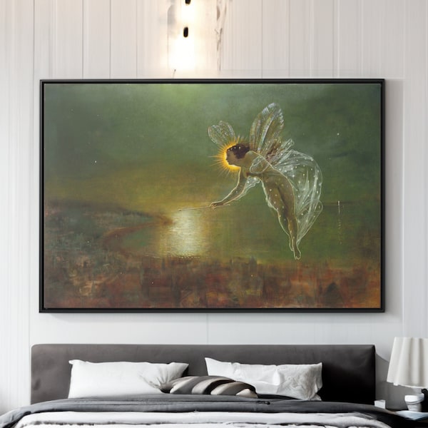 Spirit of the Night by John Atkinson Grimshaw Canvas/Poster Wall Art Reproduction, Fairy Painting Print