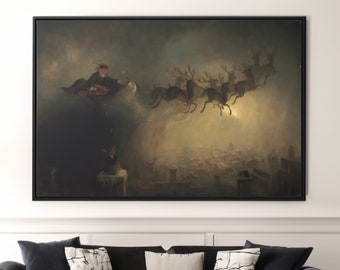 Santa Claus by William Holbrook Beard Canvas/Poster Wall Art Reproduction, Christmas Print Framed