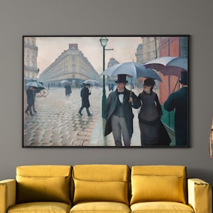 Paris Street Rainy Day by Gustave Caillebotte Canvas/Poster Wall Art Reproduction, City Landscape Print