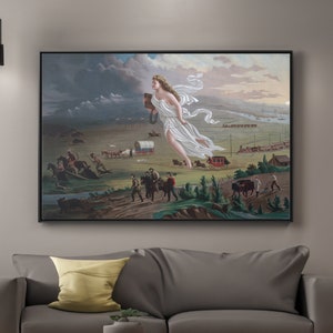 Progreso americano por John Gast Lienzo/Póster Reproducción de arte de pared, Impresión de destino manifiesto