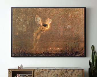 Iris by John Atkinson Grimshaw Canvas/Poster Wall Art Reproduction, Mythological Print, Fairy Painting