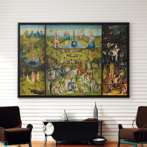 The Garden of Earthly Delights Canvas Wall Art Reproduction, Hieronymus Bosch Print, Religious Poster