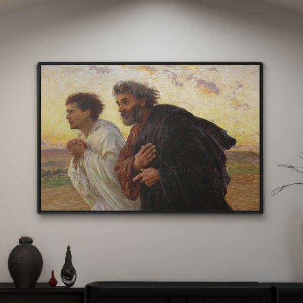 The Disciples Peter and John Running to the Tomb on the Morning of the Resurrection Canvas/Poster Wall Art